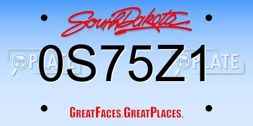 0S75Z1 South Dakota License Plate