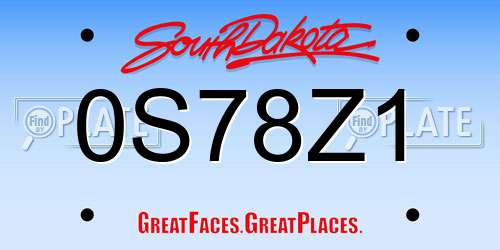 0S78Z1 South Dakota License Plate