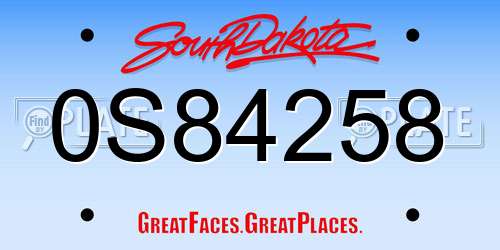 0S84258 South Dakota License Plate
