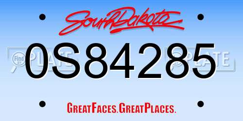 0S84285 South Dakota License Plate