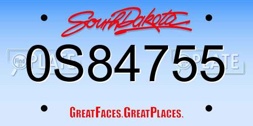 0S84755 South Dakota License Plate