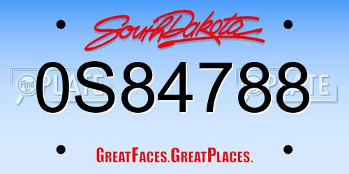 0S84788 South Dakota License Plate