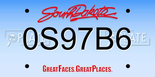 0S97B6 South Dakota License Plate