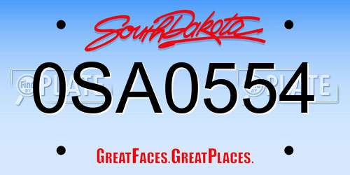 0SA0554 South Dakota License Plate