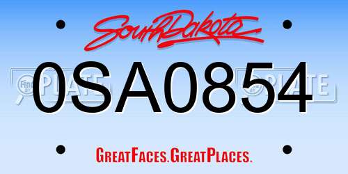 0SA0854 South Dakota License Plate