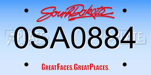 0SA0884 South Dakota License Plate