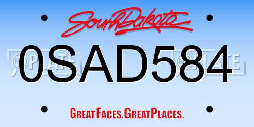 0SAD584 South Dakota License Plate