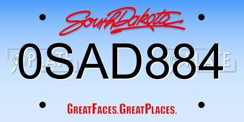 0SAD884 South Dakota License Plate