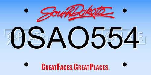 0SAO554 South Dakota License Plate