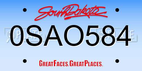 0SAO584 South Dakota License Plate