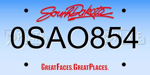 0SAO854 South Dakota License Plate