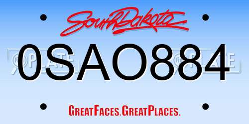 0SAO884 South Dakota License Plate
