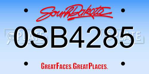 0SB4285 South Dakota License Plate