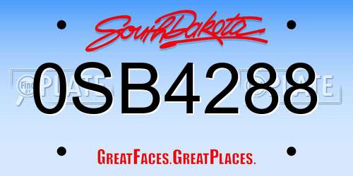 0SB4288 South Dakota License Plate