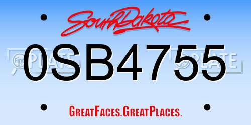 0SB4755 South Dakota License Plate