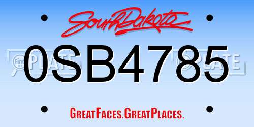 0SB4785 South Dakota License Plate