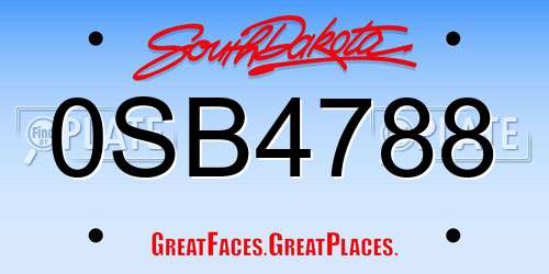 0SB4788 South Dakota License Plate