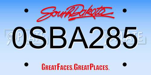 0SBA285 South Dakota License Plate