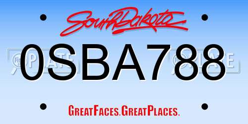 0SBA788 South Dakota License Plate