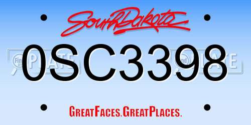 0SC3398 South Dakota License Plate