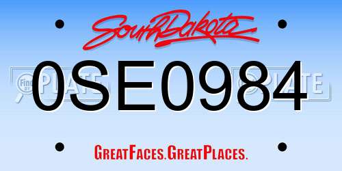 0SE0984 South Dakota License Plate