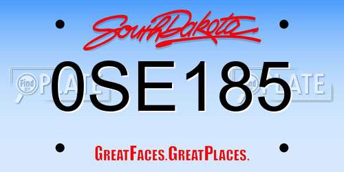 0SE185 South Dakota License Plate