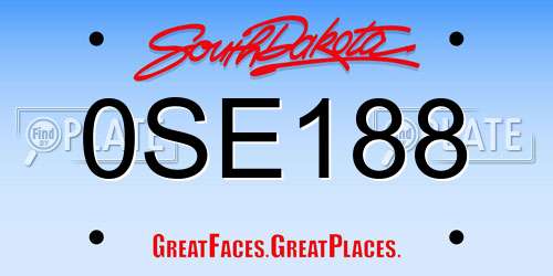0SE188 South Dakota License Plate