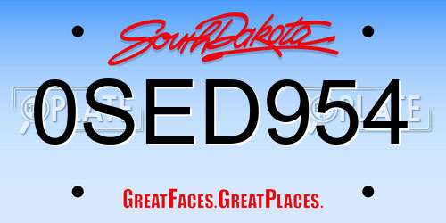 0SED954 South Dakota License Plate
