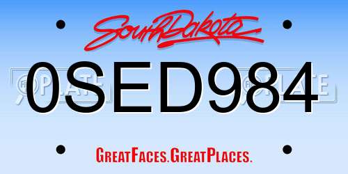 0SED984 South Dakota License Plate