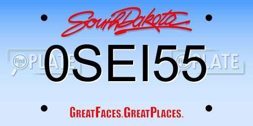 0SEI55 South Dakota License Plate