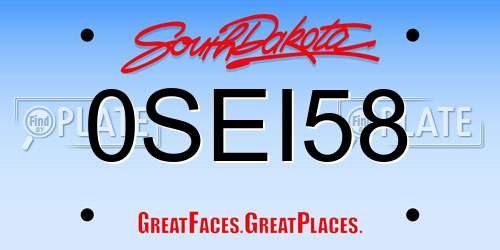 0SEI58 South Dakota License Plate