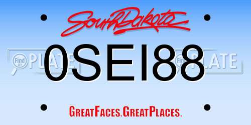 0SEI88 South Dakota License Plate