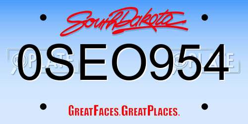 0SEO954 South Dakota License Plate