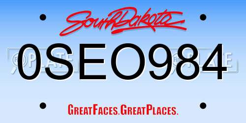 0SEO984 South Dakota License Plate