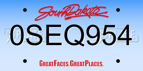 0SEQ954 South Dakota License Plate