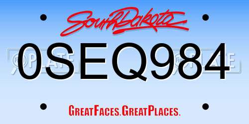 0SEQ984 South Dakota License Plate