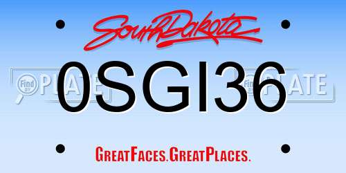 0SGI36 South Dakota License Plate