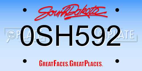 0SH592 South Dakota License Plate