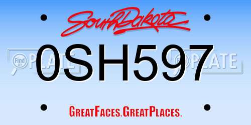 0SH597 South Dakota License Plate