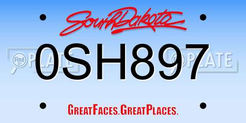 0SH897 South Dakota License Plate