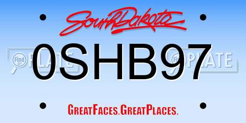 0SHB97 South Dakota License Plate