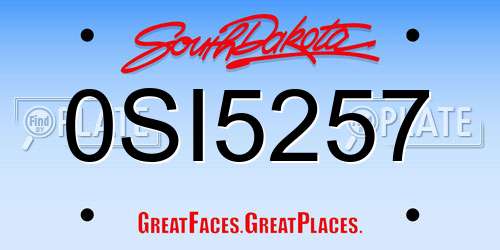 0SI5257 South Dakota License Plate
