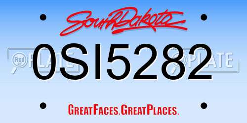 0SI5282 South Dakota License Plate