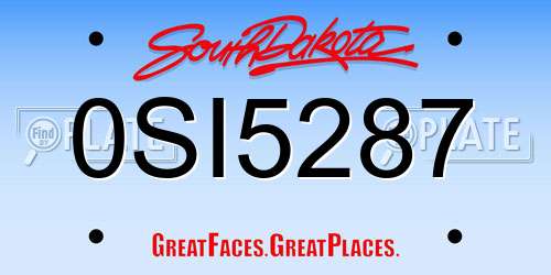 0SI5287 South Dakota License Plate