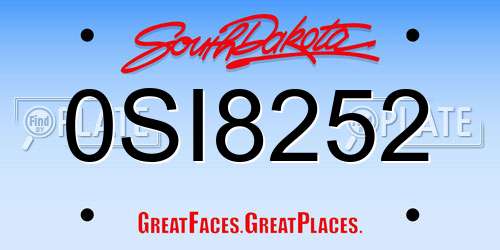 0SI8252 South Dakota License Plate
