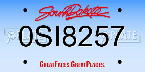 0SI8257 South Dakota License Plate