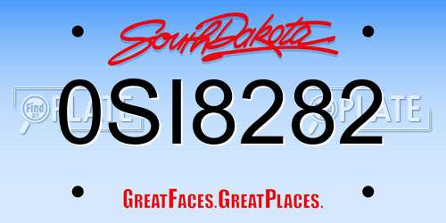 0SI8282 South Dakota License Plate