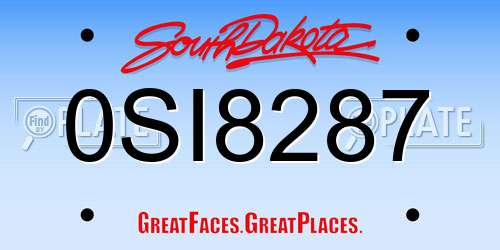 0SI8287 South Dakota License Plate
