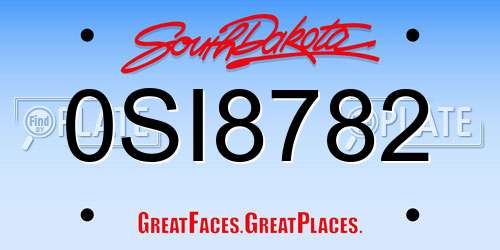 0SI8782 South Dakota License Plate