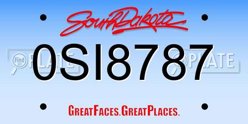 0SI8787 South Dakota License Plate